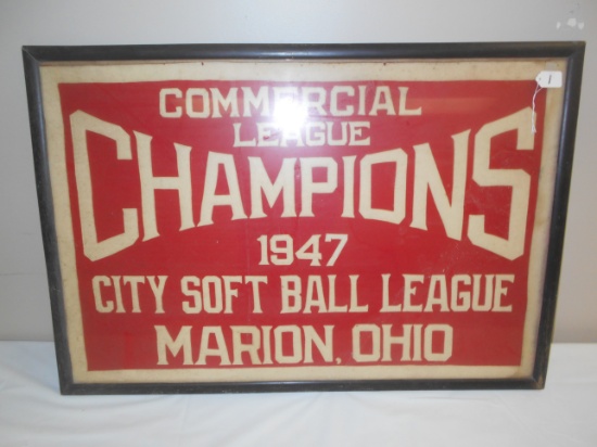 Marion Ohio 1947 City Soft ball League Banner