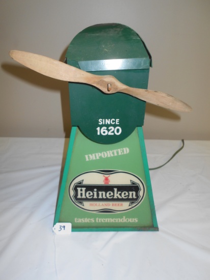 Heineken light at windmill (damage to top & cord) 18.5”tall