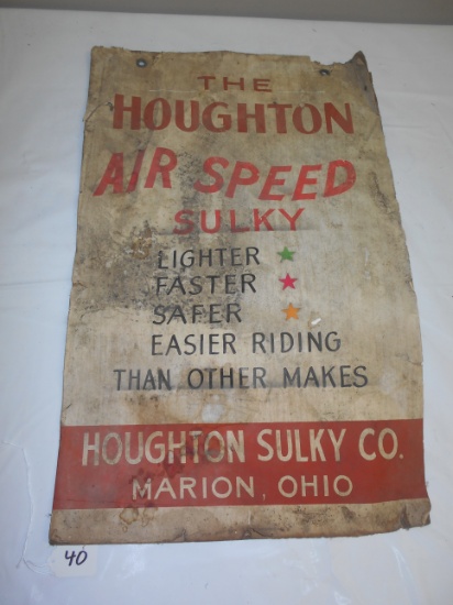 Houghton Air speed sulky paper sign (houghton sulky co. 14”x22” Marion Ohio)