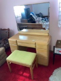 Heywood Wakefield (not marked) Stardust vanity with bench