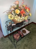 Metal 3 tier plant stand & misc.