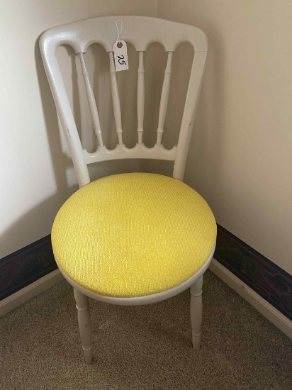 Straight back chair w/ yellow seat