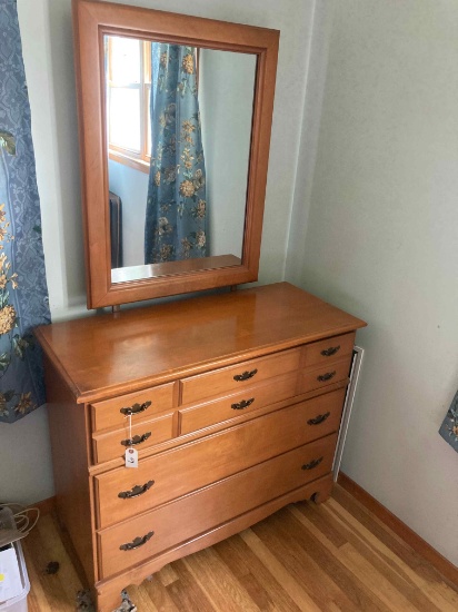 Early American maple dresser with mirror