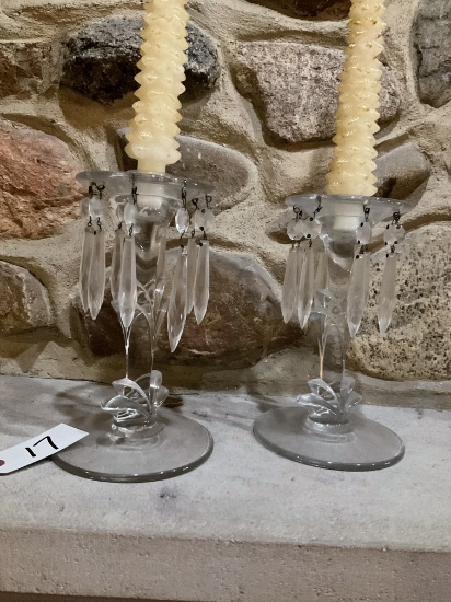 Pair of Glass Candlesticks