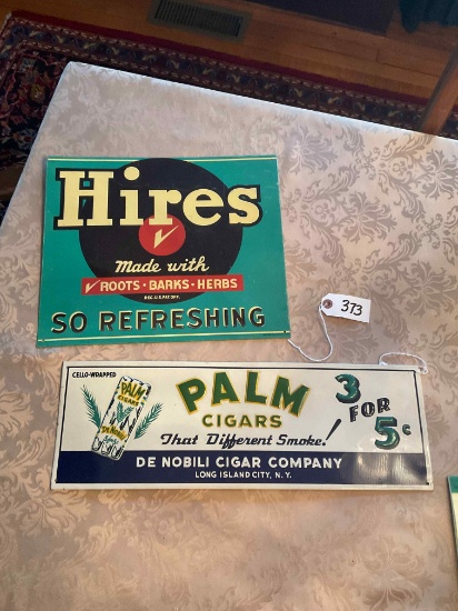 Hires Root Beer & Palm Cigar Tin Signs