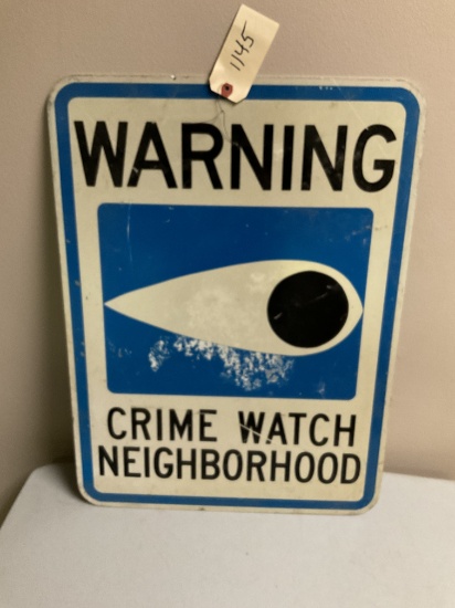 Warning Crime Watch Neighborhood Metal Sign 24"x18"