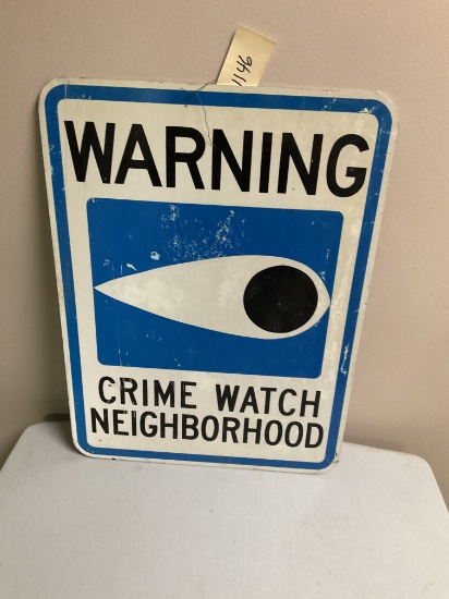 Warning Crime Watch Neighborhood Metal Sign 24"x18"