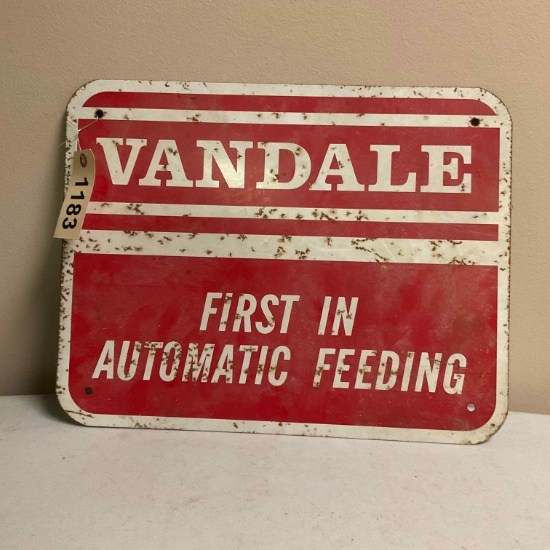 Vandale First In Automatic Feeding Metal Sign 18.5x14.5