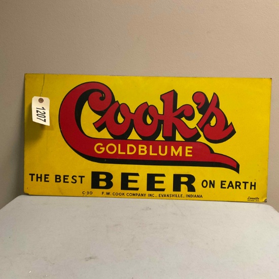 Cooks Goldblume Beer Metal Sign 28"x14"
