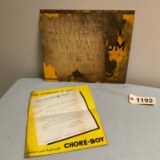 Chore Boy Low Vaccum Pipe Line Milker NOS Metal Sign
