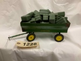 JD Barge Wagon w/ Plastic Wheels And Hay Bales