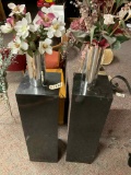 2 Black Pedestals w/ Floral Décor - 36