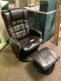 Leather Swivel Rocker w/ Footstool