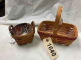 2 Longaberger Baskets 1992 Sweatheart Sweet Treats w/