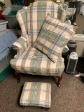 Very Nice Wing Back Upholstered Chair w/ Matching Pillow