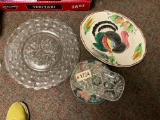 Lg Glass Plate, Turkey Platter & Misc