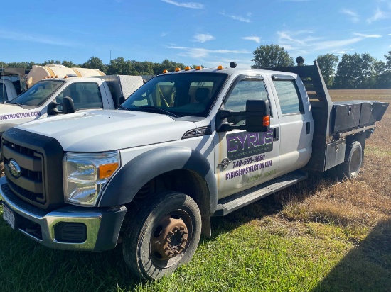 2012 Ford F-550, Super Duty Dsl., crew cab, 4wd, 9' flat bed, 136,672mi., runs