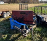 20' tandem axle trailer, 1' dovetail, fold-up mesh ramps, pintle hitch w/ hot crack box