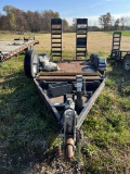 2014 tandem axle 14' x 5' flatbed trailer w/ fold-up ramps, 2