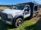 2005 Ford F-450, Dsl., flat bed, salt dog spreader, 176,000mi., runs