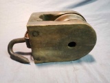 Wood & Metal Tackle Block/Pulley  , Wood block