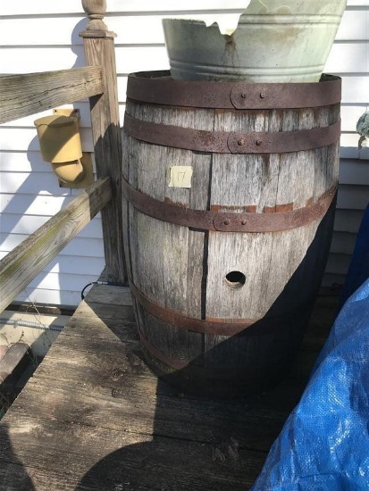 Large Antique Wooden Barrel