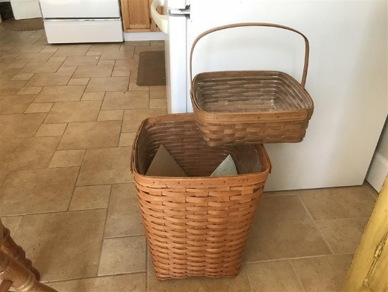 2 Vintage Longaberger Baskets Inc. Garbage Can