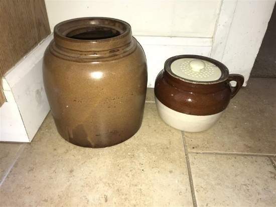 2 Antique Pieces Of Stoneware Pottery