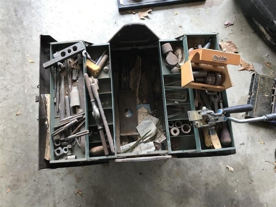 Vintage Tool Box W/machinist Parts And Tools