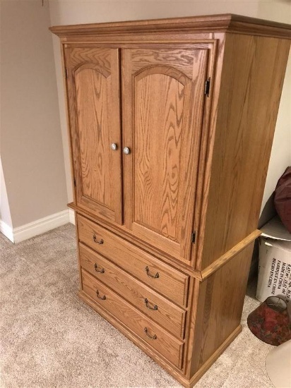 Oak Armoire Amish Made Solid w/Cedar Interior