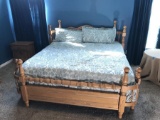 Solid Oak Amish Made King Sized Bed and Mattress etc