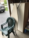 Plastic Chairs, Ironing Board, Wooden Cabinet etc