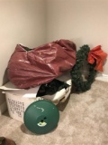 2 Large Artificial Christmas Trees & Wreath