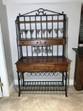 Metal and Solid Wood Wine Bottle/Glass Rack