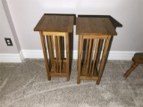 2 Amish Made Oak Lamp or Plant Stands Mission