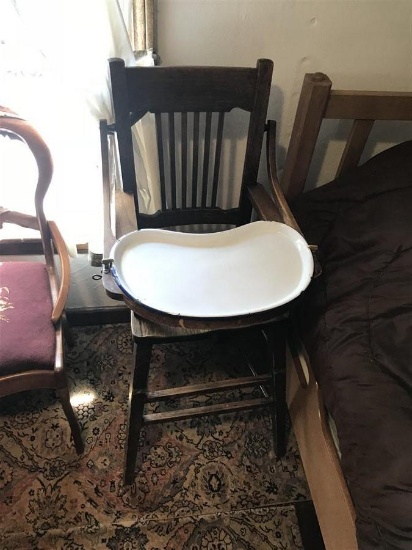 Antique High Chair w/Porcelain Tray