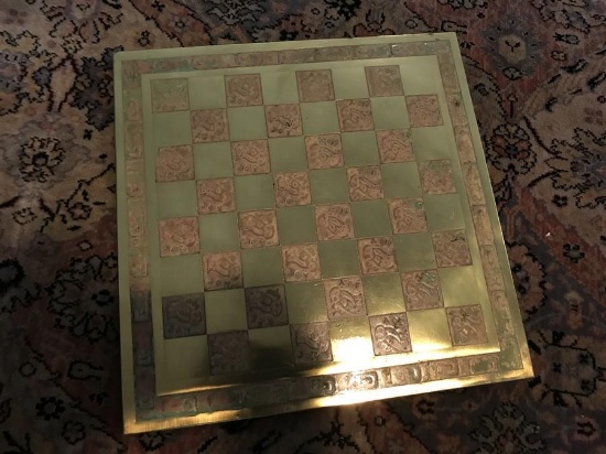 Vintage Brass Chess Board