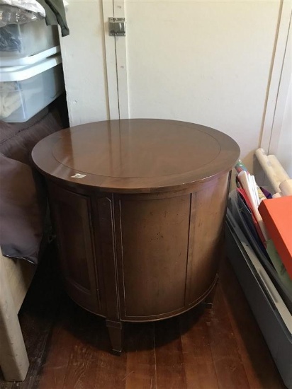 Vintage Wooden Drum Table Cabinet