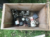 Box of Old Bath Tub Fixtures, Gauges, etc