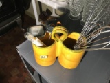 Yellow Kitchen Item Holder and Contents