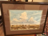 Vintage Watercolor Painting Desert Scene