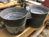 2 Connected Galvanized Buckets