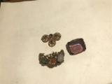 Group 3 Older Costume Jewelry Pieces w/Glass