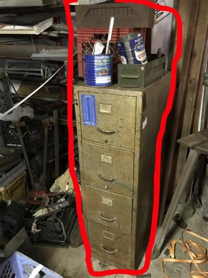 File cabinet and Items on Top lot