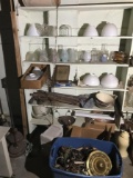 Shelf lot of lamp shades and parts
