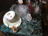 Table Lot of Vintage Glass