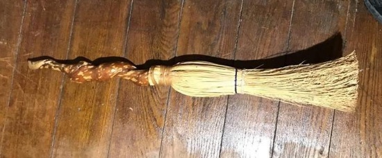 Antique Broom with Unusual Wooden Handle