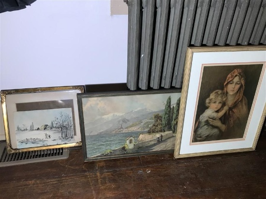 Group Lot 3 Pieces Framed Art Inc. Watercolor