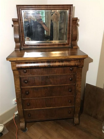 Antique Empire Revival c. 1900 Dresser w/Mirror
