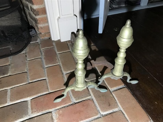 Repro brass and iron andirons